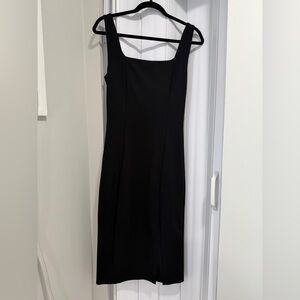 Express Black Midi Dress | Square Neck | Elegant Minimal Dress